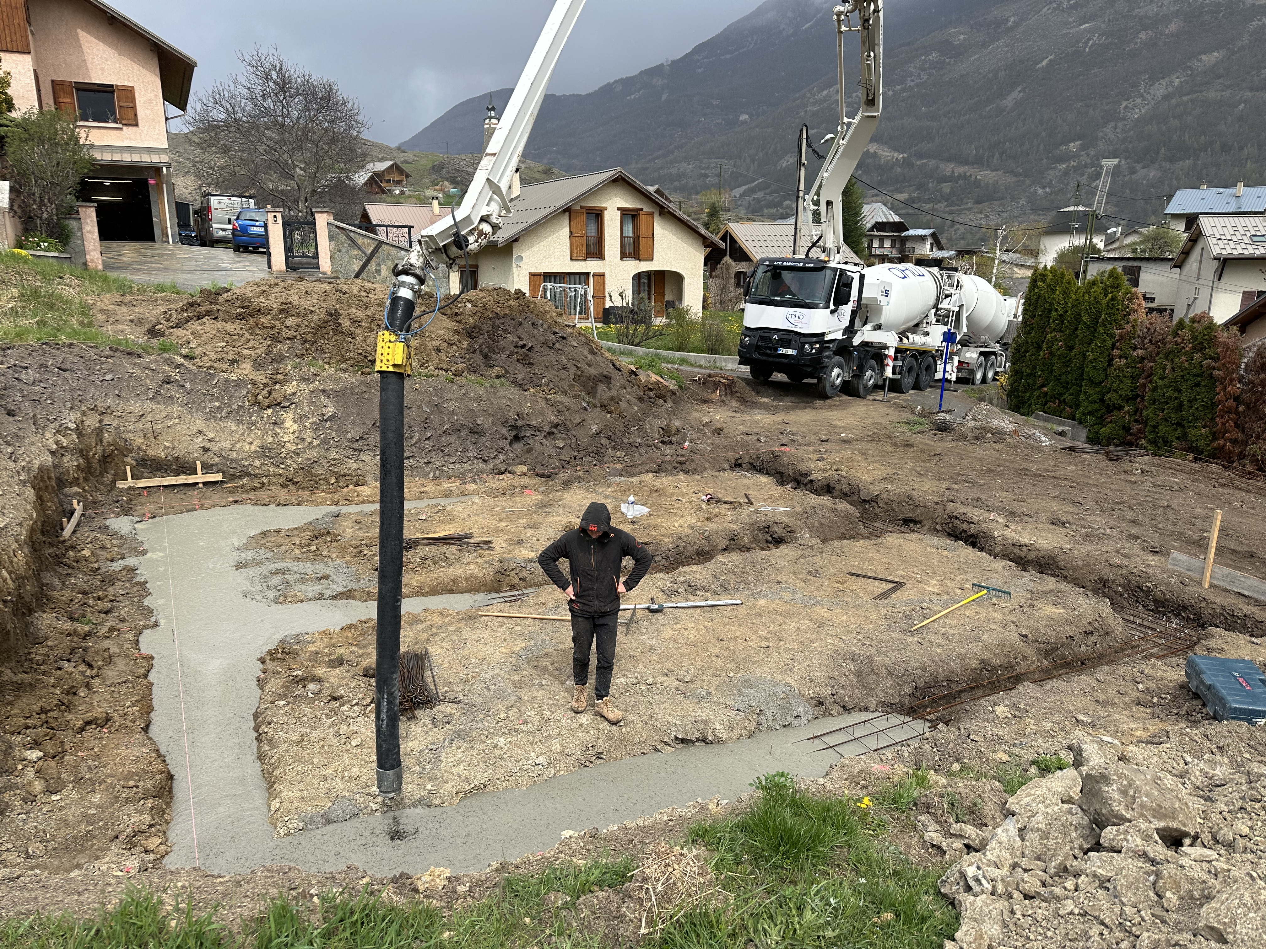 Pompe à béton coulage semelles SCB