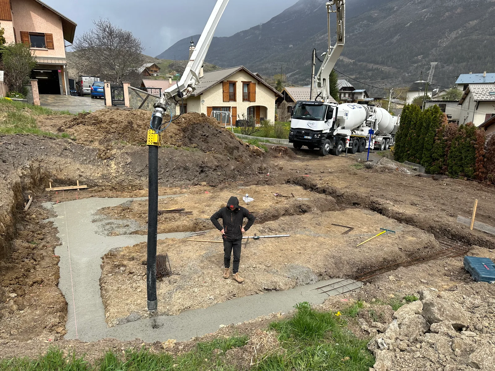 Pompe à béton coulage semelles SCB